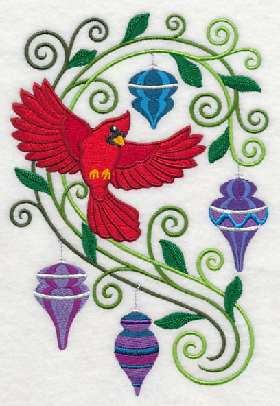 Cardinal with Christmas Flourish - Image 2