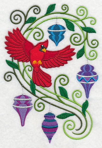 Cardinal with Christmas Flourish - Image 3