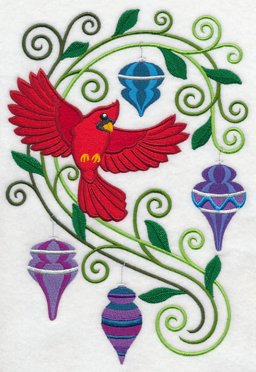 Cardinal with Christmas Flourish - Image 4