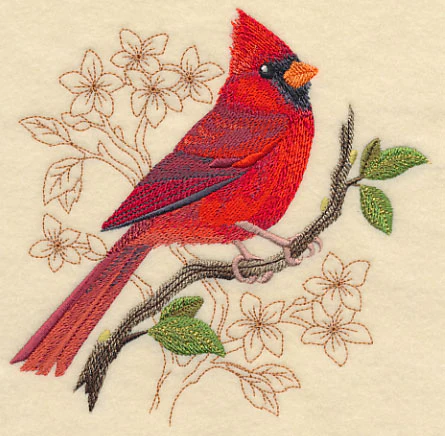 Cardinal with Delicate Branches - Image 2