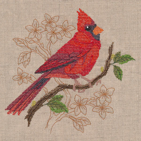 Cardinal with Delicate Branches (Cross Stitch) - Image 2