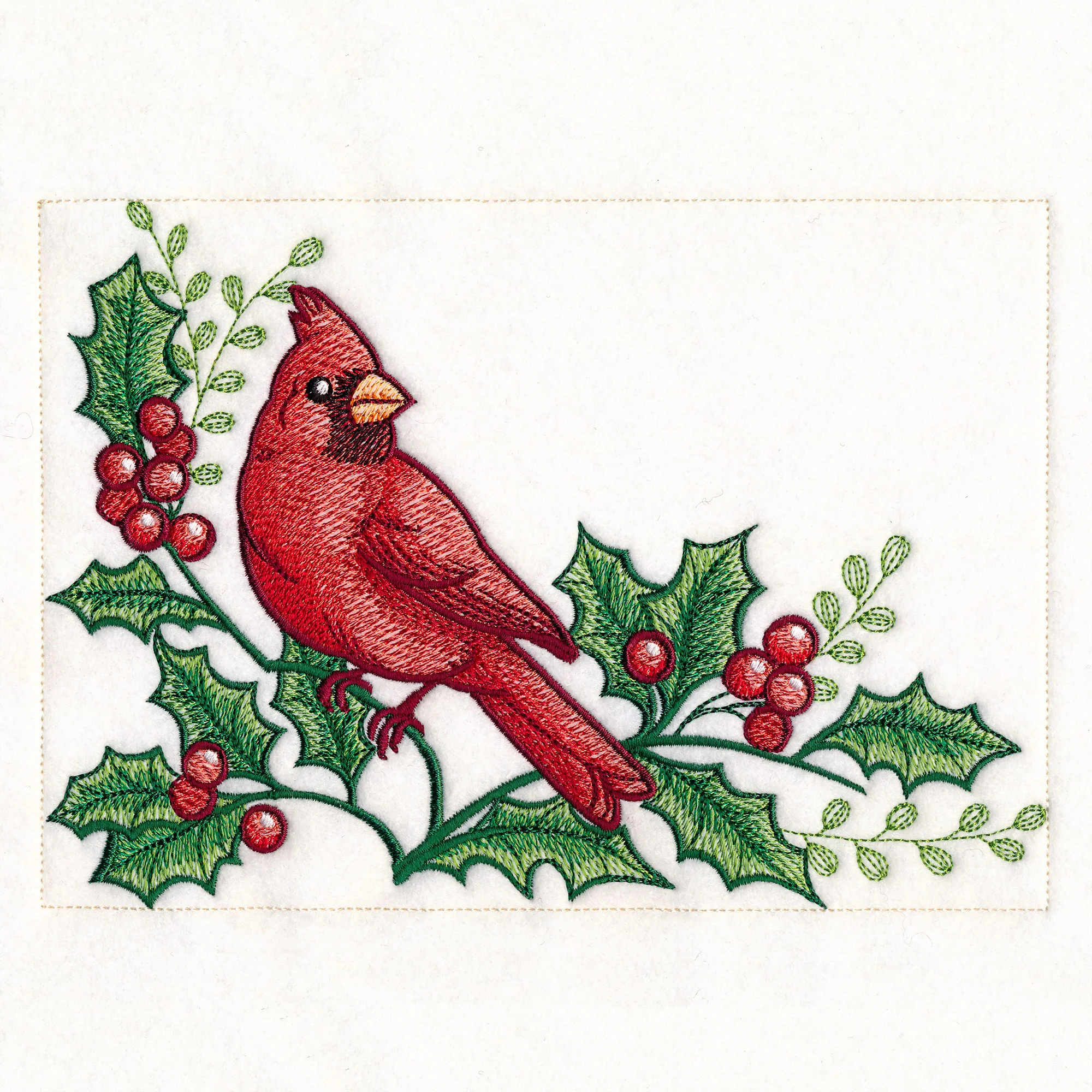 Cardinals & Holly Placemat Corner - Bottom Left - Image 2