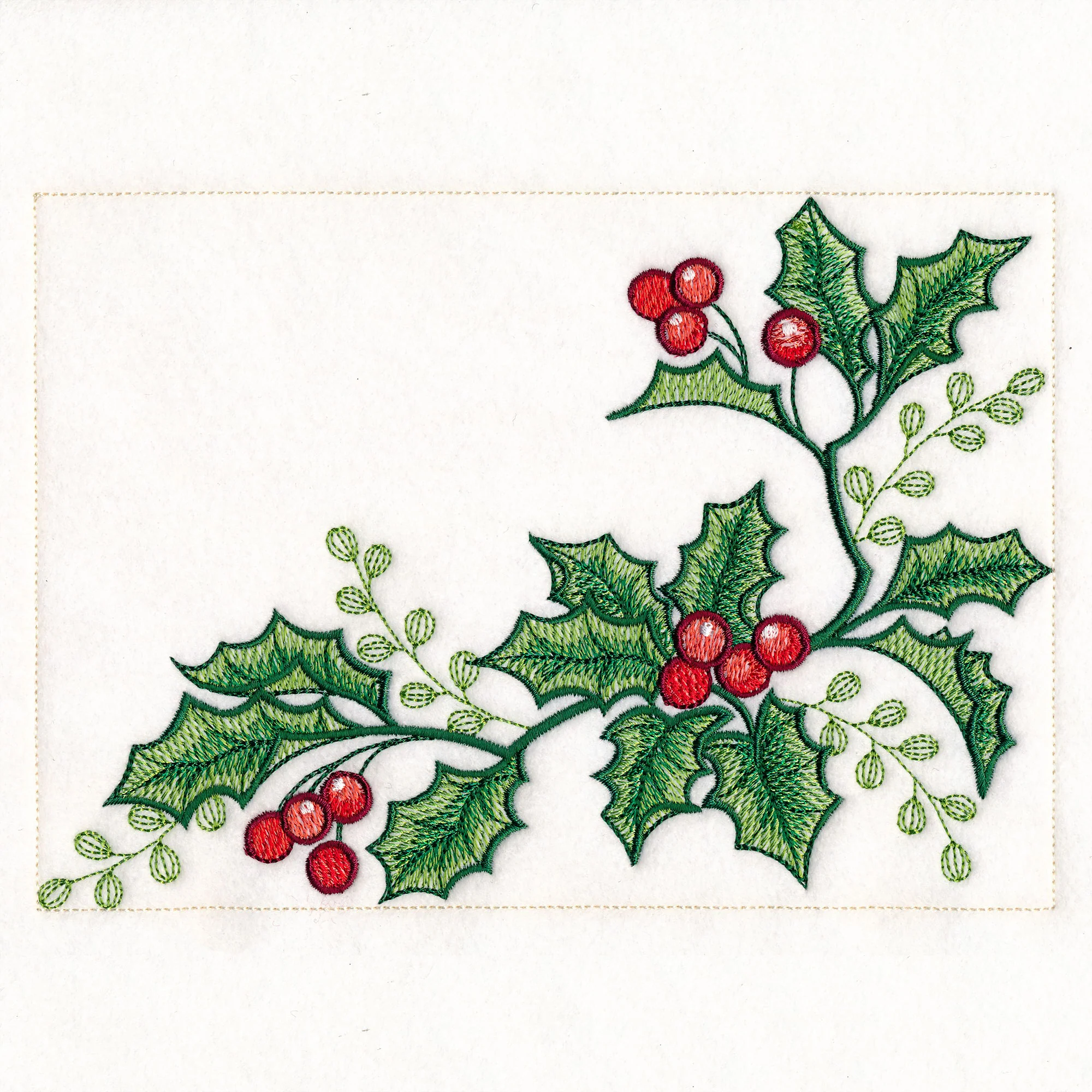 Cardinals & Holly Placemat Corner - Bottom Right - Image 2