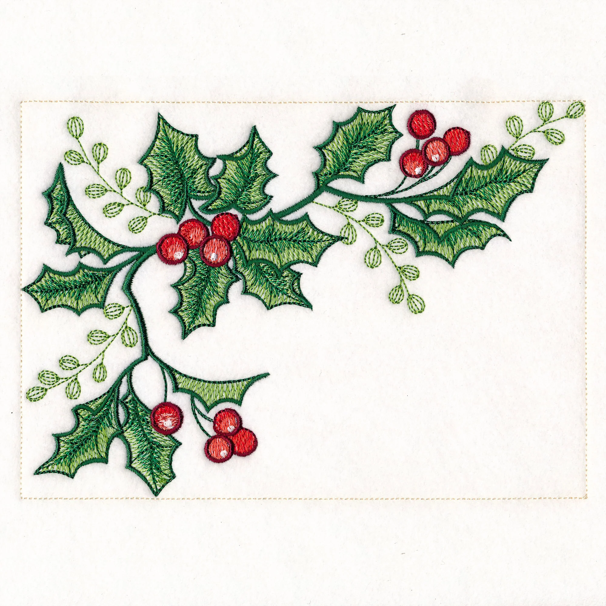Cardinals & Holly Placemat Corner - Top Left - Image 2