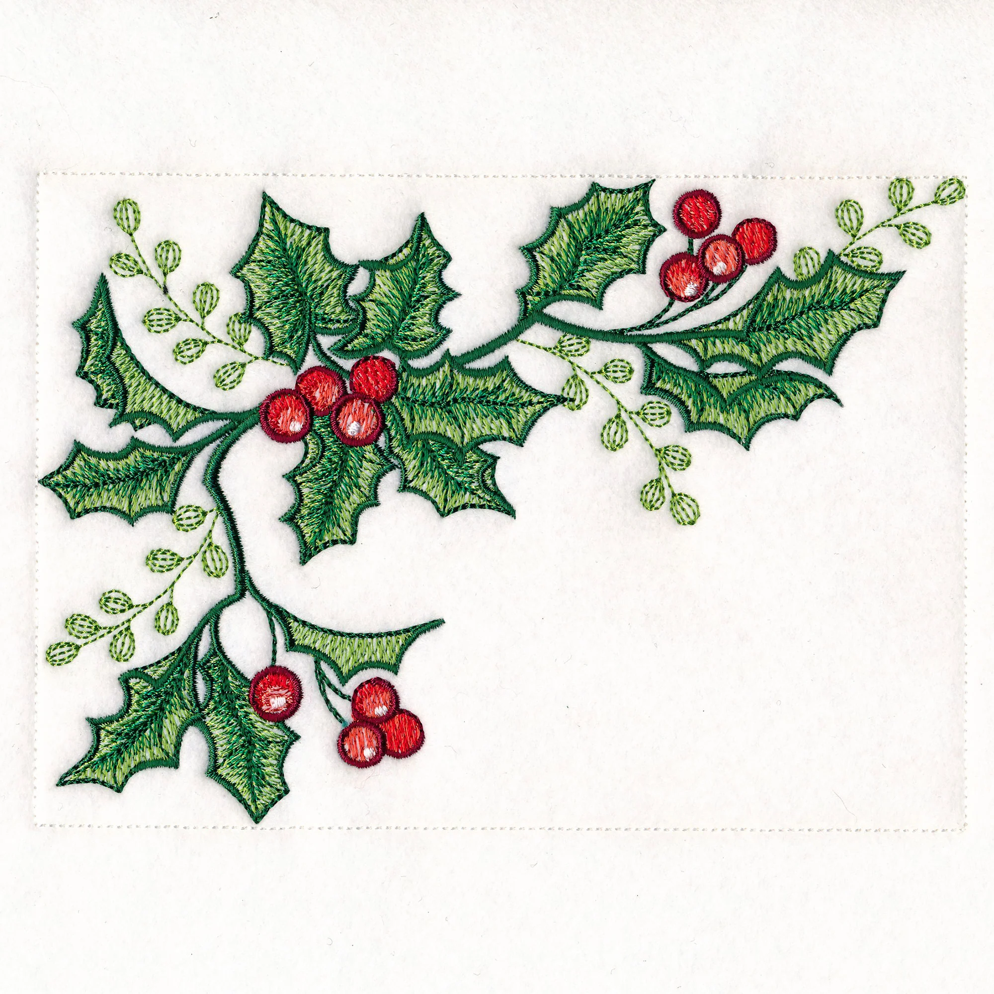 Cardinals & Holly Placemat Corner - Top Left - Image 3