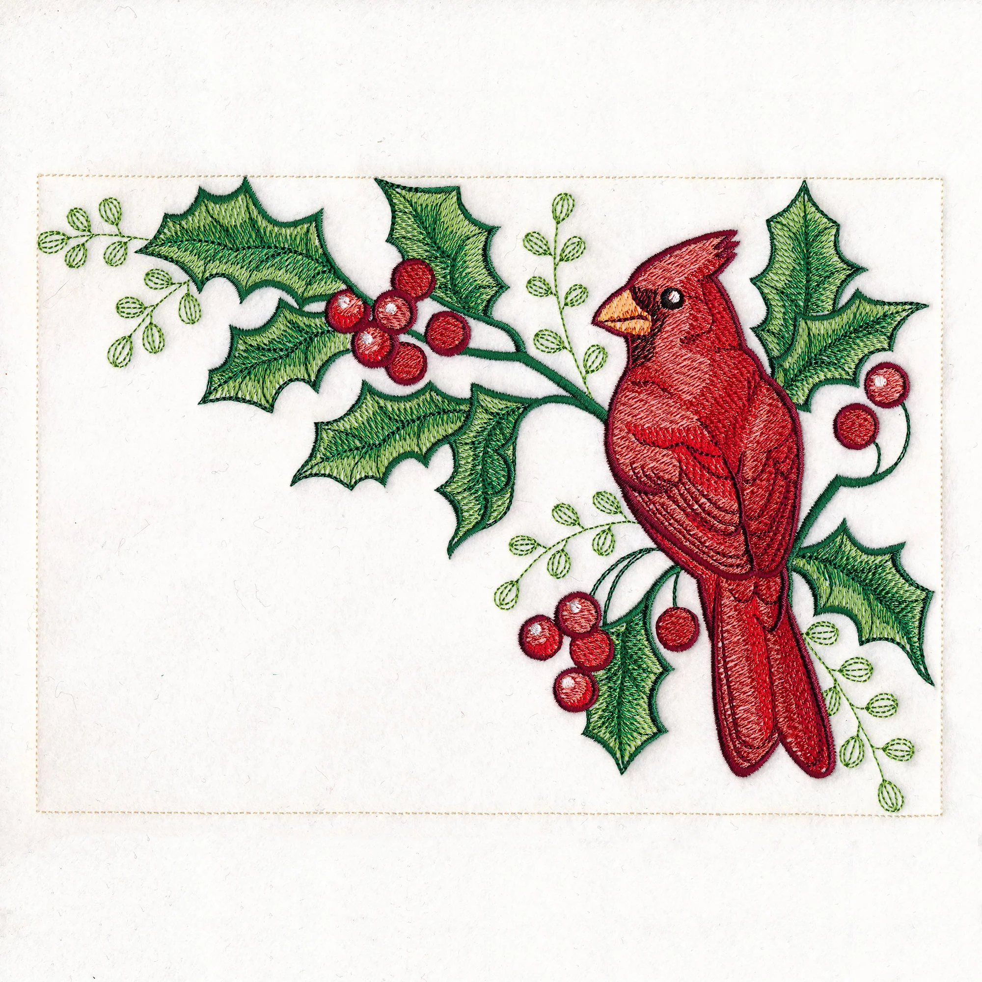 Cardinals & Holly Placemat Corner - Top Right - Image 4
