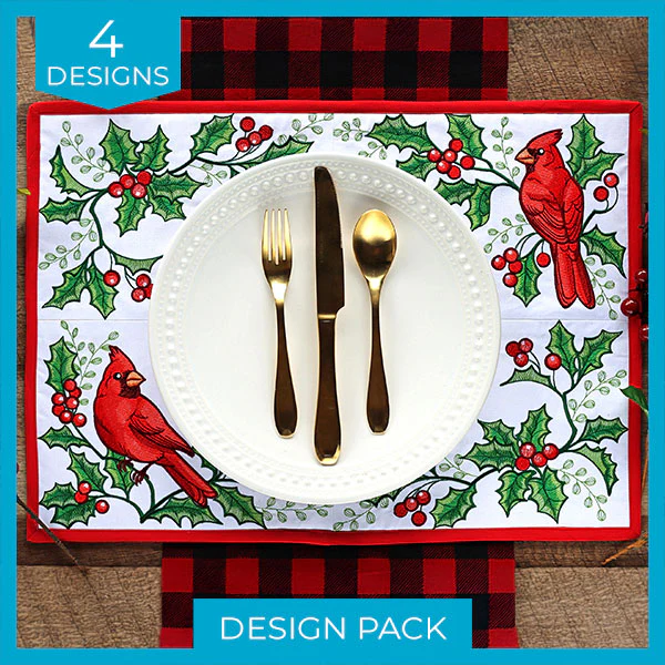 Cardinals & Holly Placemat Corners Design Pack - Image 11