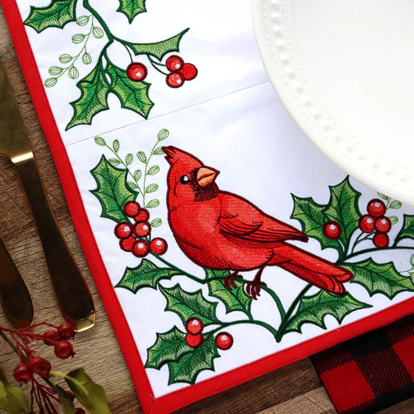 Cardinals & Holly Placemat Corners Design Pack - Image 2