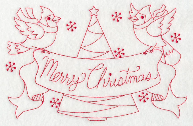 Cardinals Merry Christmas (Redwork)