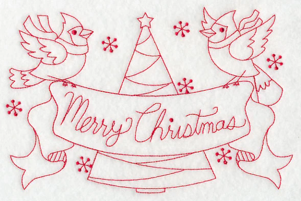 Cardinals Merry Christmas (Redwork) - Image 2