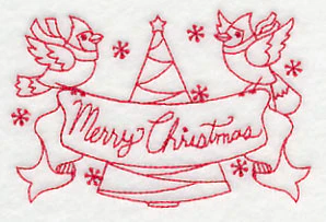 Cardinals Merry Christmas (Redwork) - Image 4