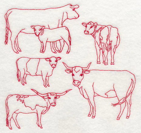 Cattle Medley (Redwork) - Image 3