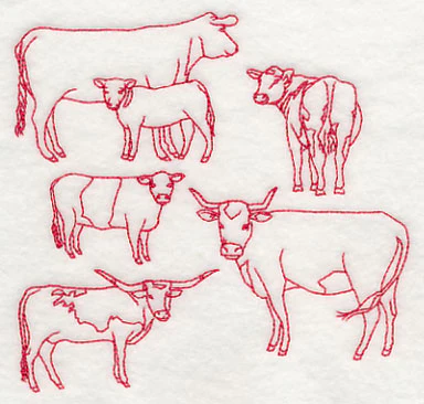 Cattle Medley (Redwork) - Image 4
