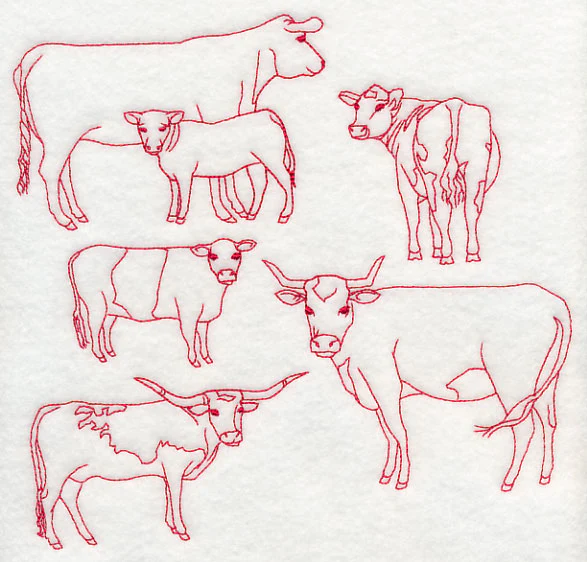 Cattle Medley (Redwork) - Image 5