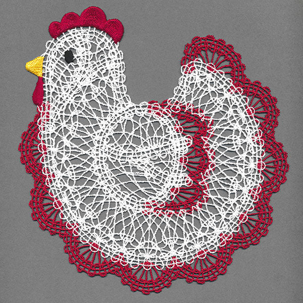 Charming Chicken Lace Doily (Freestanding)