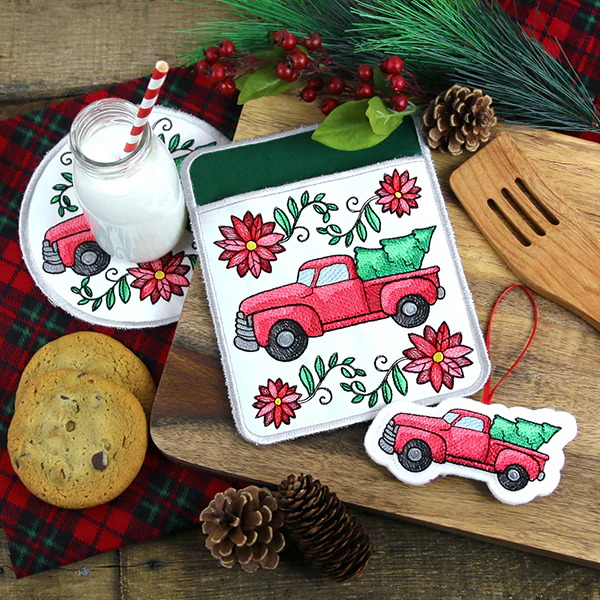 Charming Christmas Retro Truck Trivet (In-the-Hoop) - Image 6