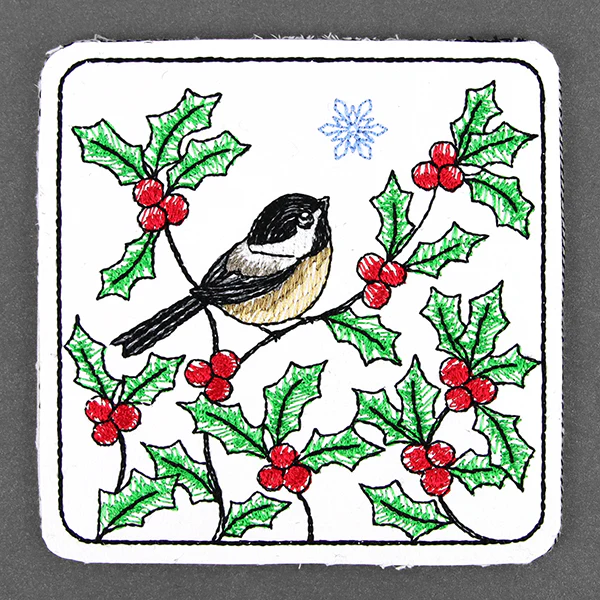 Cheerful Chickadee Coaster (In-the-Hoop) - Image 3