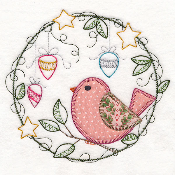 Cheery Christmas Bird Wreath (Heirloom Applique) - Image 2