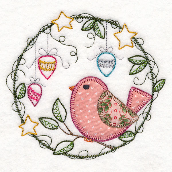 Cheery Christmas Bird Wreath (Heirloom Applique) - Image 4