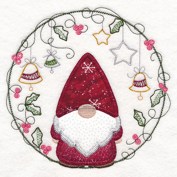 Cheery Christmas Gnome Wreath (Heirloom Applique) - Image 2