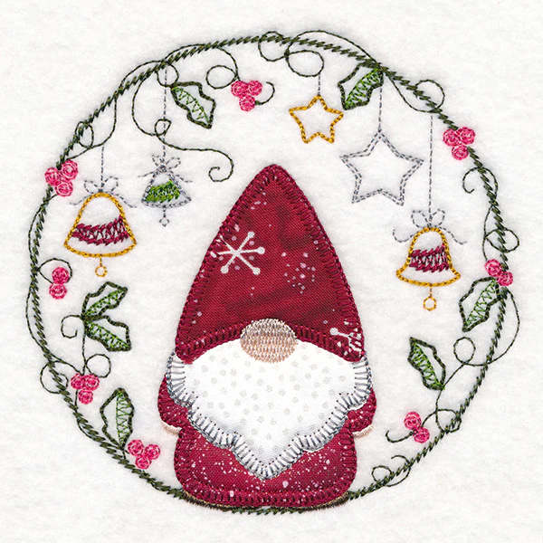 Cheery Christmas Gnome Wreath (Heirloom Applique) - Image 4