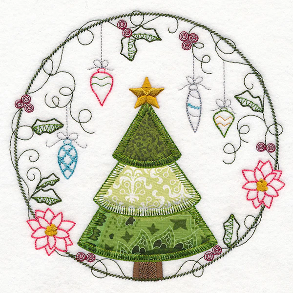 Cheery Christmas Tree Wreath (Heirloom Applique) - Image 2