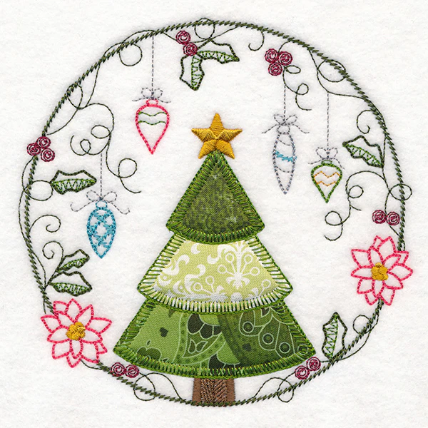 Cheery Christmas Tree Wreath (Heirloom Applique) - Image 3