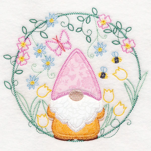 Cheery Garden Gnome Wreath (Heirloom Applique) - Image 3