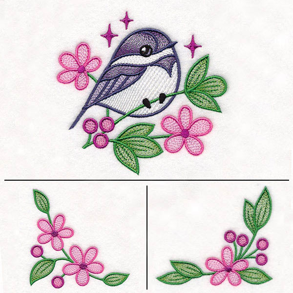 Chickadee and Blooms Pillow Pair - Image 42