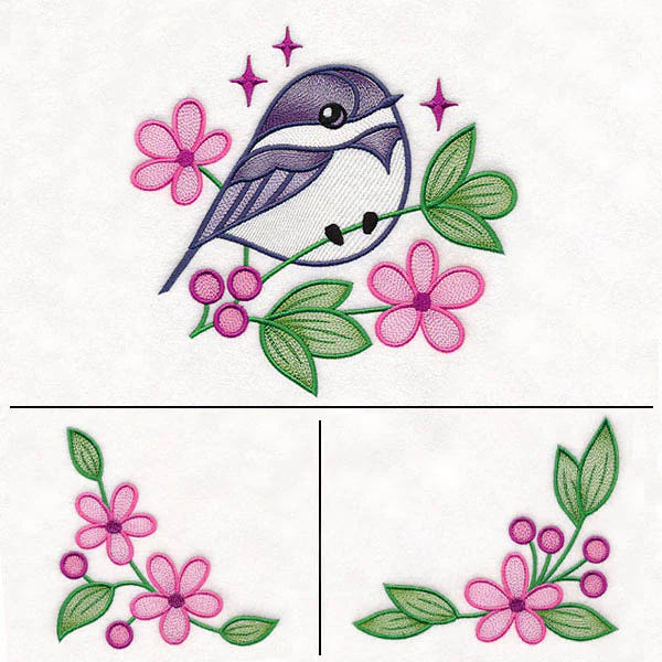 Chickadee and Blooms Pillow Pair - Image 54
