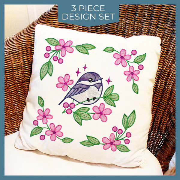Chickadee and Blooms Pillow Pair - Image 61