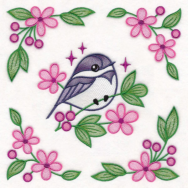 Chickadee and Blooms Pillow Pair - Image 89