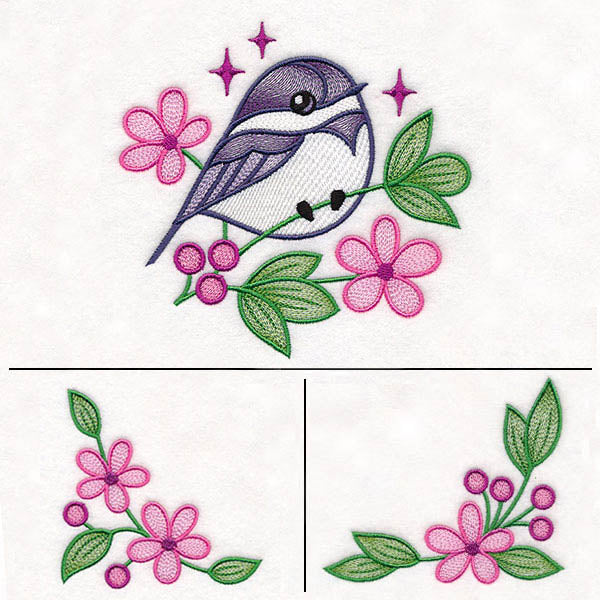 Chickadee and Blooms Pillow Pair - Image 90
