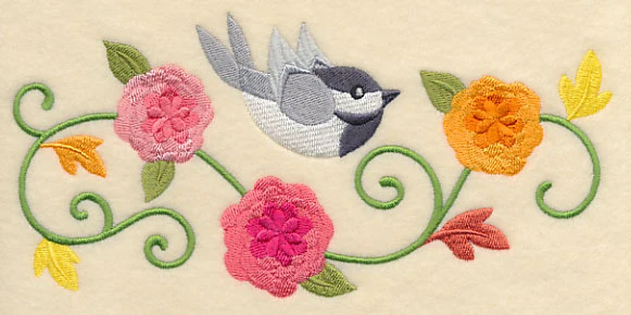 Chickadee and Chrysanthemums Border - Image 3