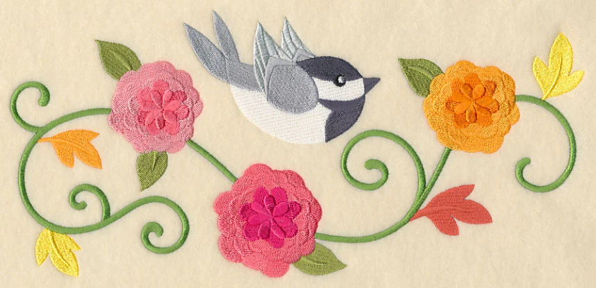 Chickadee and Chrysanthemums Border - Image 5