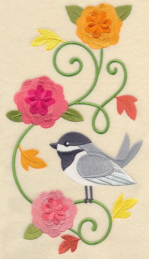 Chickadee and Chrysanthemums Spray - Image 5