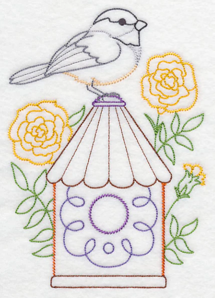 Chickadee and Marigolds (Vintage) - Image 4