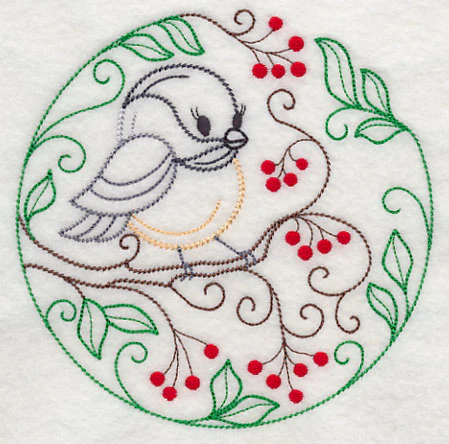 Chickadee and Red Berries (Vintage) - Image 3