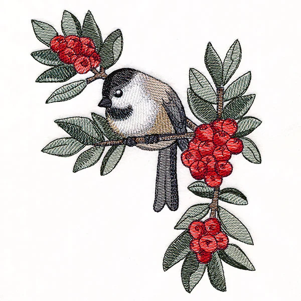 Chickadee with Winter Berries Corner (Right) - Image 3