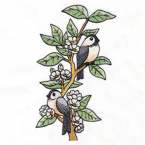 Chickadees on Flowering Branches - Image 5
