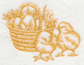 Chicks and Egg Basket (Toile) - Image 4