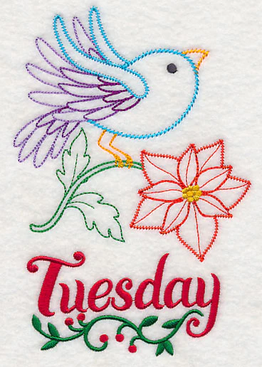 Christmas Bird with Poinsettia - Tuesday (Vintage) - Image 3