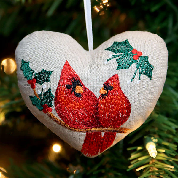 Christmas Cardinals & Holly Ornament (In-the-Hoop) - Image 5