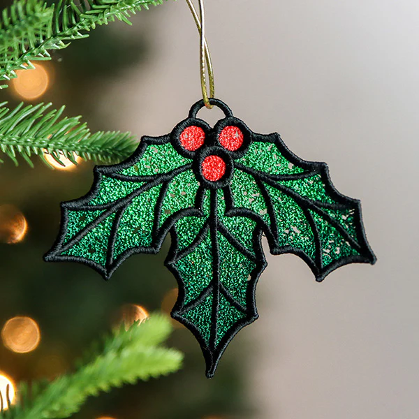 Christmas Charms Ornament - Holly & Berries (Lace) - Image 3