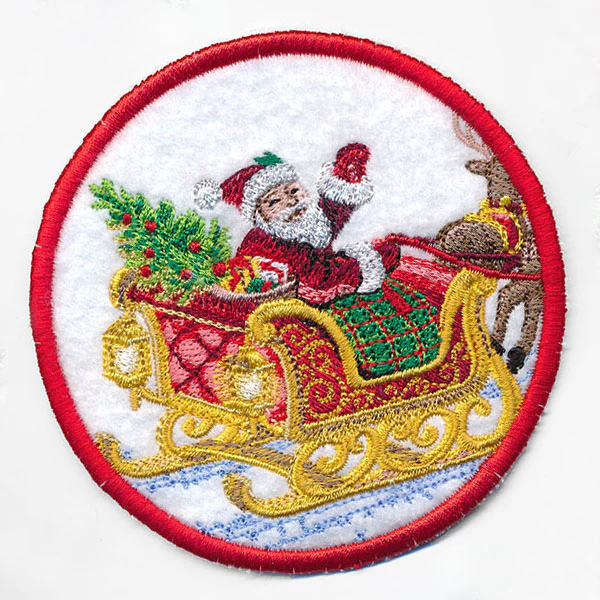 Christmas Cheer Coasters - Santa & Sleigh (In-the-Hoop) - Image 3