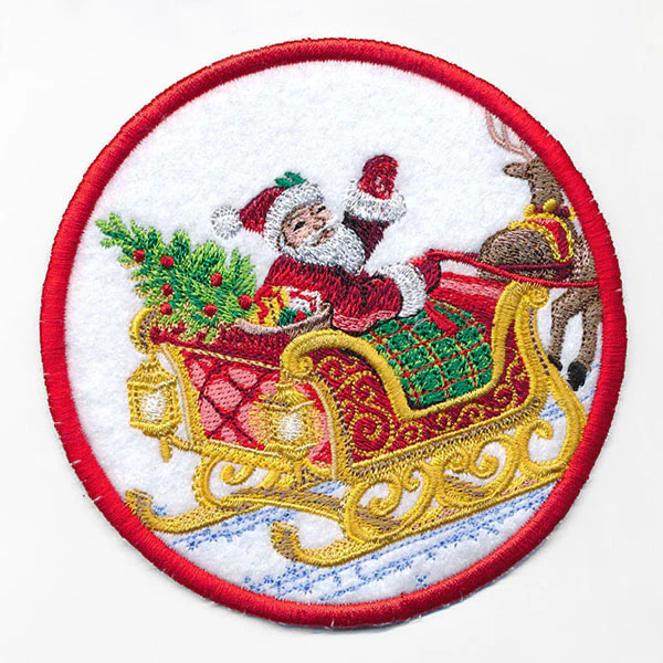 Christmas Cheer Coasters - Santa & Sleigh (In-the-Hoop) - Image 5