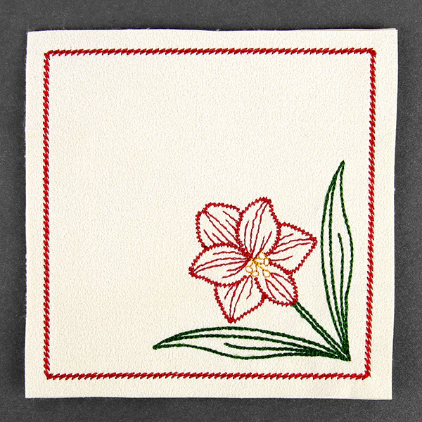 Christmas Coaster - Amaryllis (In-the-Hoop) - Image 3