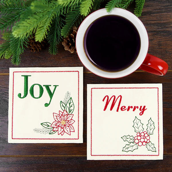 Christmas Coaster - Holly (In-the-Hoop) - Image 4