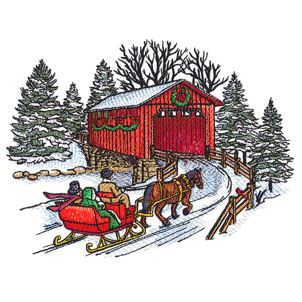 Christmas Covered Bridge Scene - Image 5