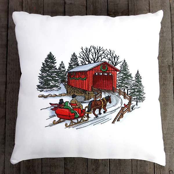 Christmas Covered Bridge Scene - Image 6